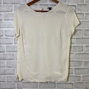 Ann Taylor - two tone white shirt/fabric size medium short sleeve